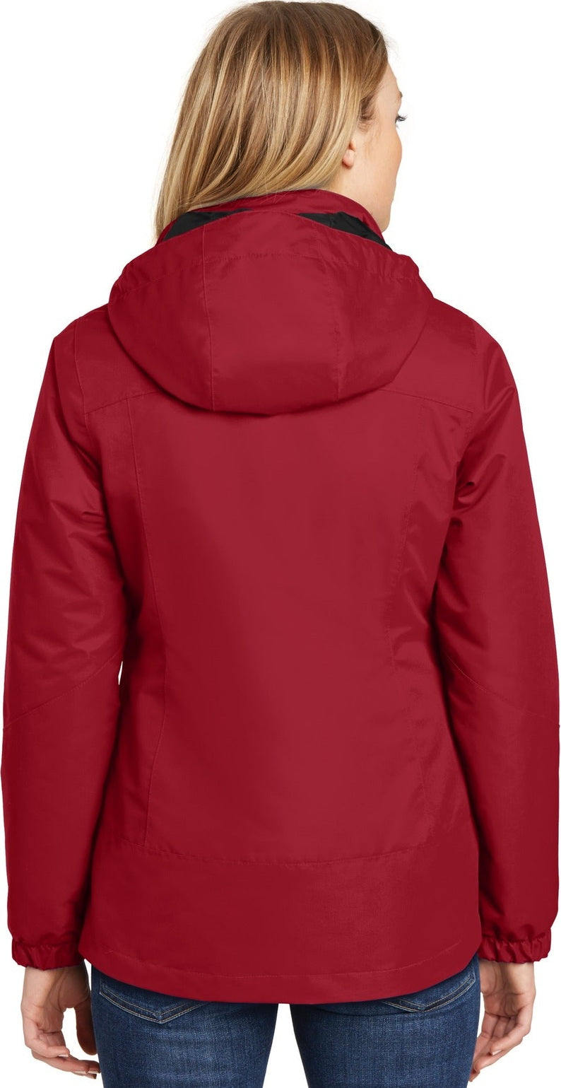 Rich Red/Black Port Authority Women's Vortex Waterproof 3-in-1 Jacket. L332