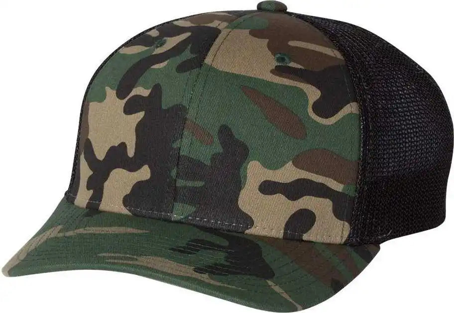 Richardson 110 Fitted Trucker with r Flex Caps Army Camo Black Green / Sm Md