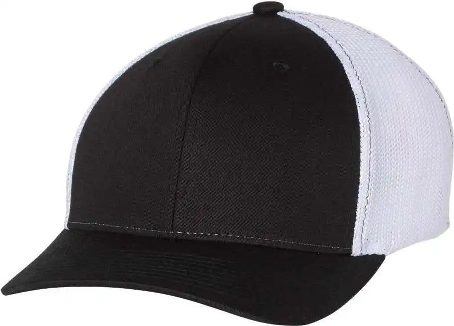 Richardson 110 Fitted Trucker with r Flex Caps Black White / Sm Md