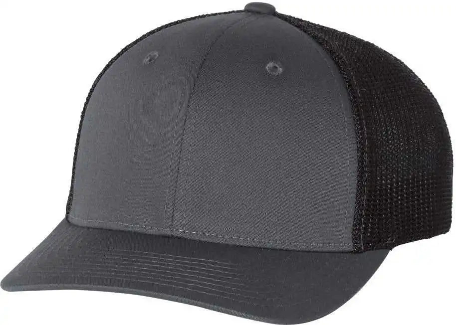Richardson 110 Fitted Trucker with r Flex Caps Charcoal Black Dark Gray / Sm Md