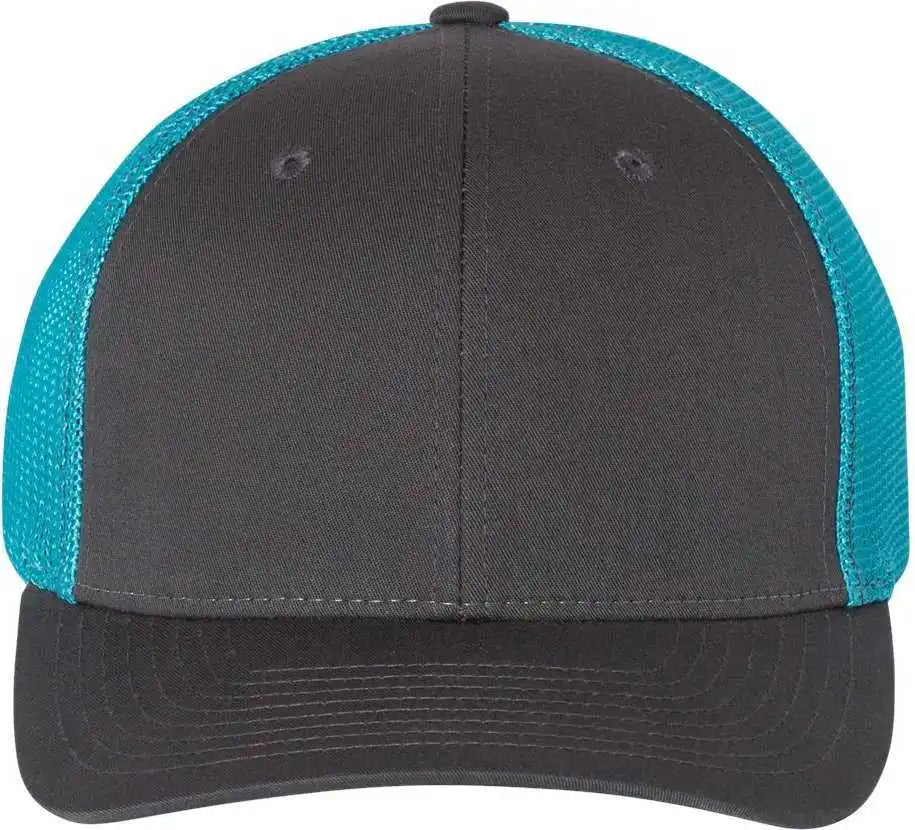 Richardson 110 Fitted Trucker with R-flex Caps - Charcoal Neon Blue