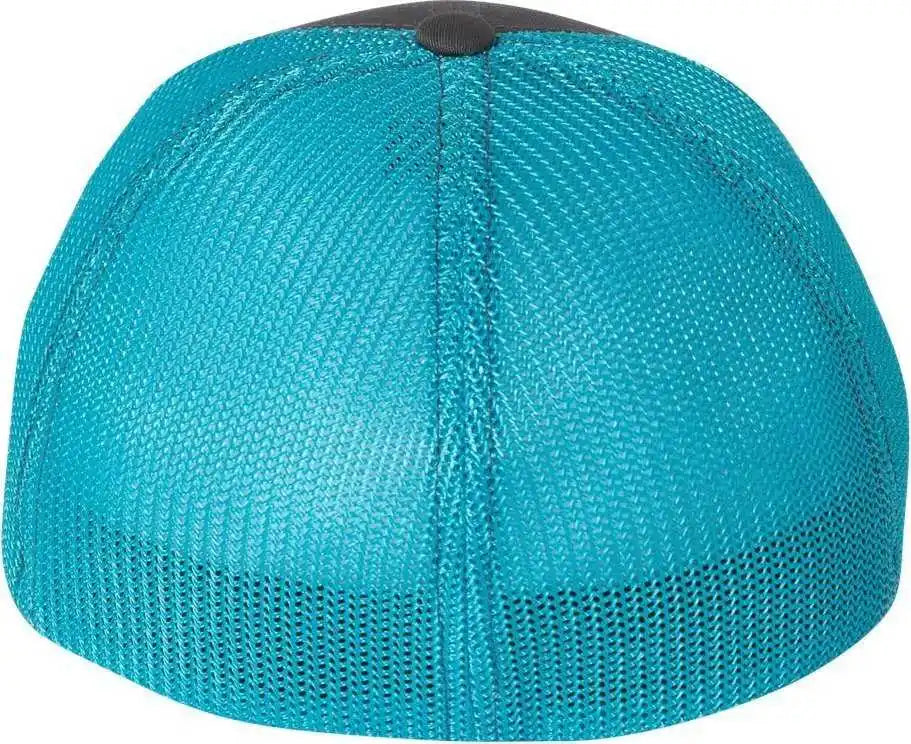 Richardson 110 Fitted Trucker with R-flex Caps - Charcoal Neon Blue