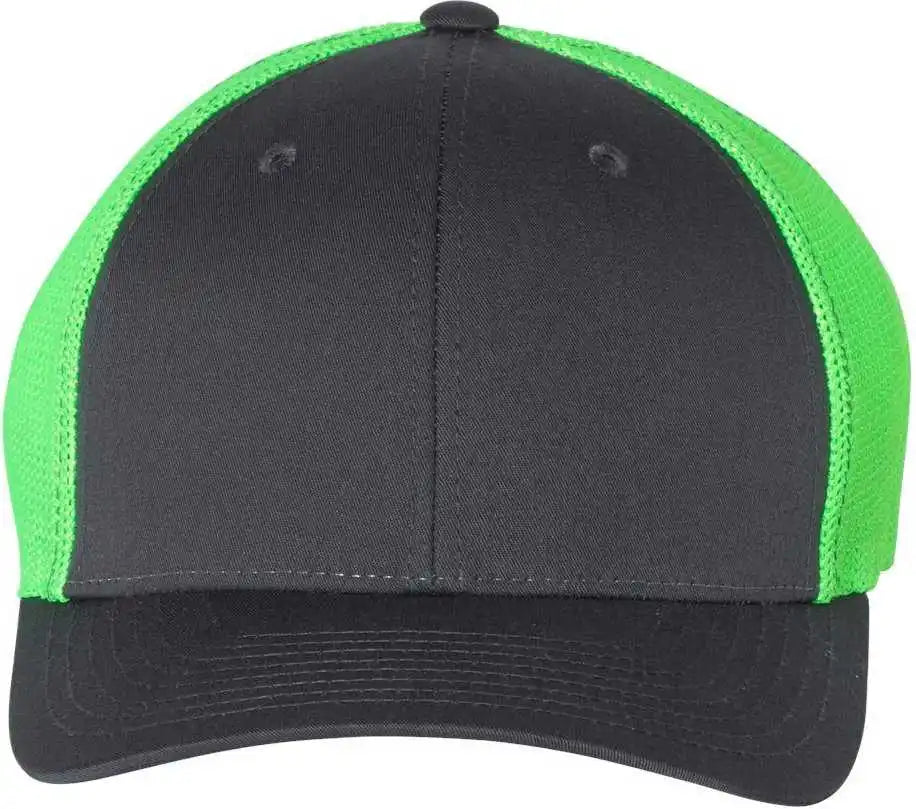 Richardson 110 Fitted Trucker with r Flex Caps Charcoal Neon Green