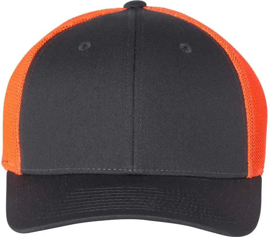 Richardson 110 Fitted Trucker with R-flex Caps - Charcoal Neon Orange
