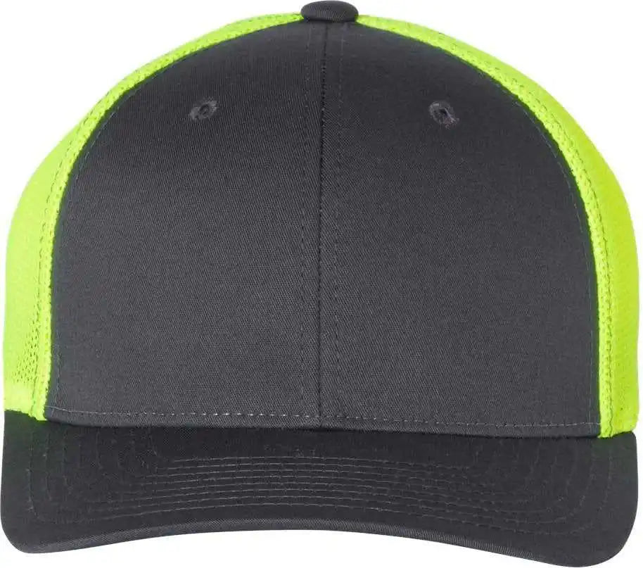 Richardson 110 Fitted Trucker with R-flex Caps - Charcoal Neon Yellow