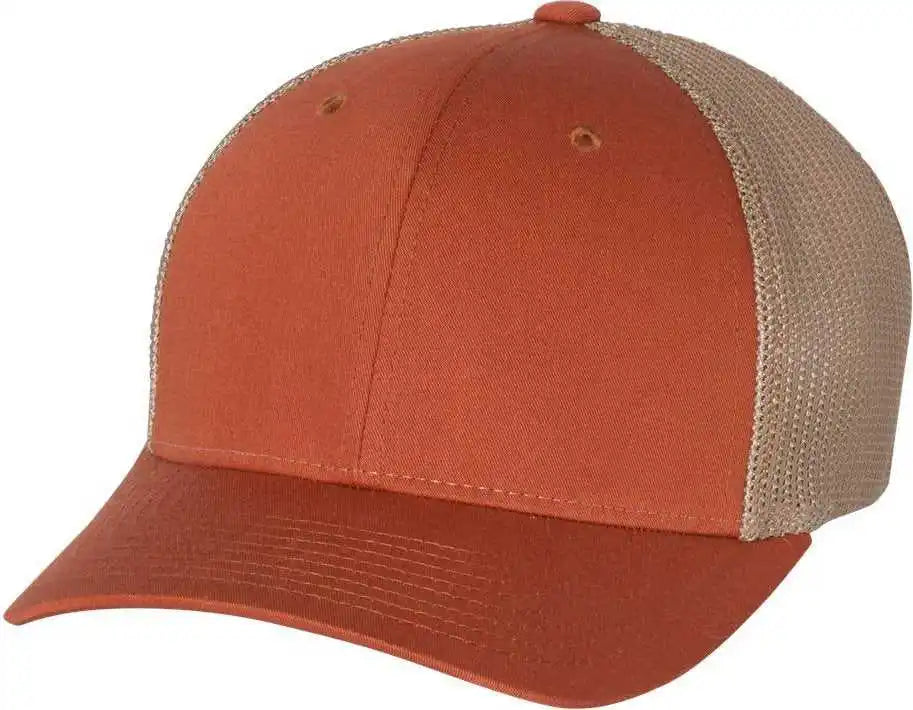 Richardson 110 Fitted Trucker with R-flex Caps - Dark Orange Khaki - Sm-md