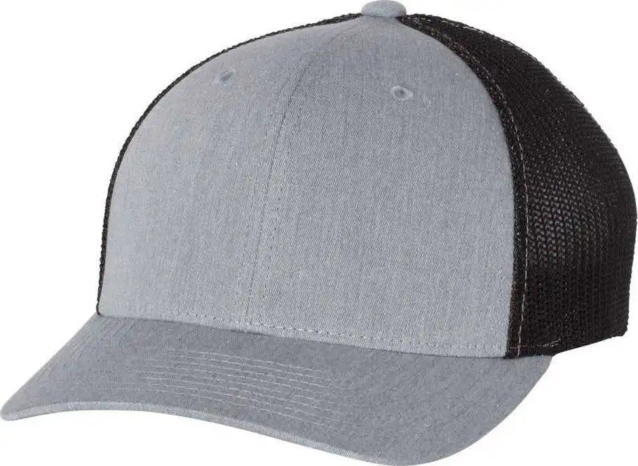Richardson 110 Fitted Trucker with r Flex Caps Heather Gray Black / Sm Md