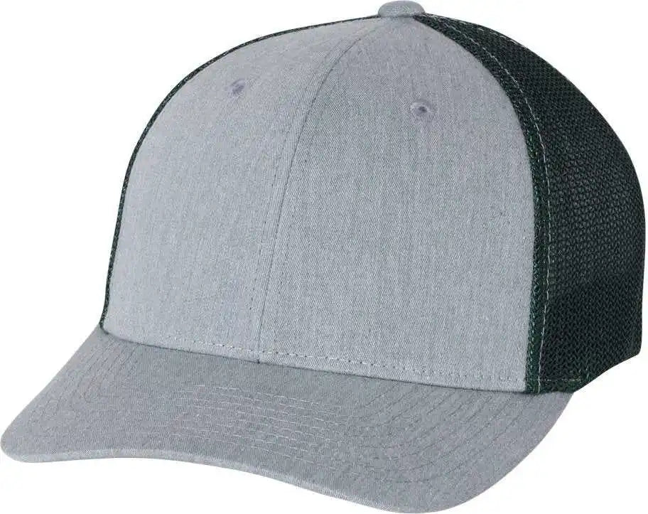 Richardson 110 Fitted Trucker with R-flex Caps - Heather Gray Dark Green - Forest / Sm-md