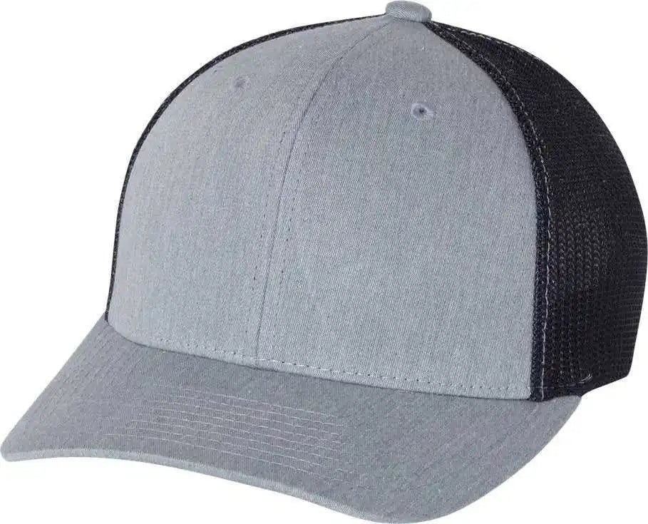 Richardson 110 Fitted Trucker with r Flex Caps Heather Gray Navy / Sm Md