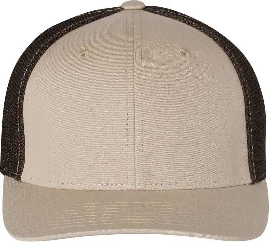 Richardson 110 Fitted Trucker with r Flex Caps Khaki Coffee