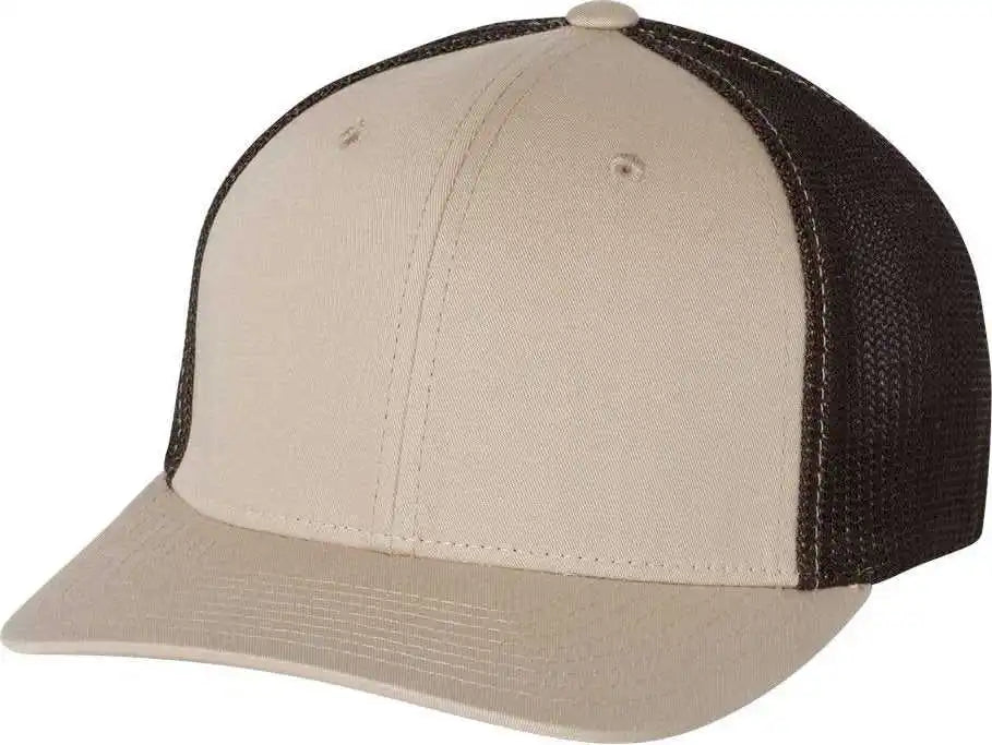 Richardson 110 Fitted Trucker with r Flex Caps Khaki Coffee / Lg Xl