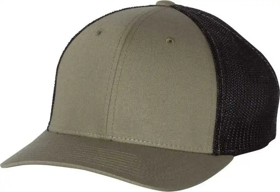 Richardson 110 Fitted Trucker with r Flex Caps Loden Black Dark Gray / Sm Md