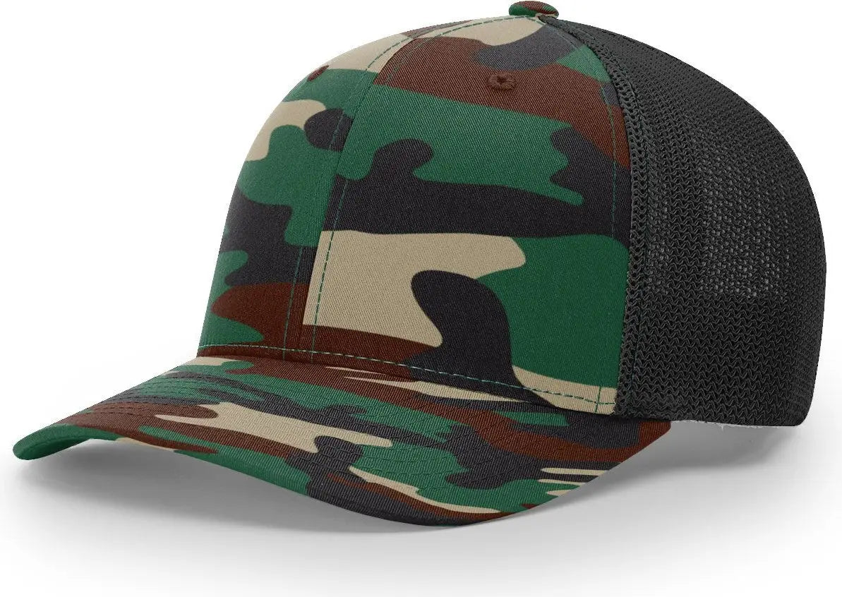 Richardson 110 R-flex Trucker Cap - Green Camo Black - Lg-xl