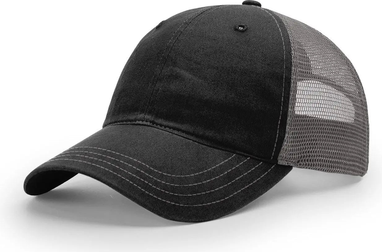 Richardson 111 Garment Washed Trucker Cap - Black Charcoal