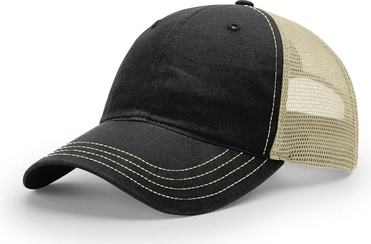 Richardson 111 Garment Washed Trucker Cap - Black Khaki - Osfm