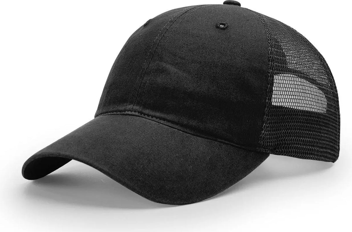 Richardson 111 Garment Washed Trucker Cap - Black - Osfm