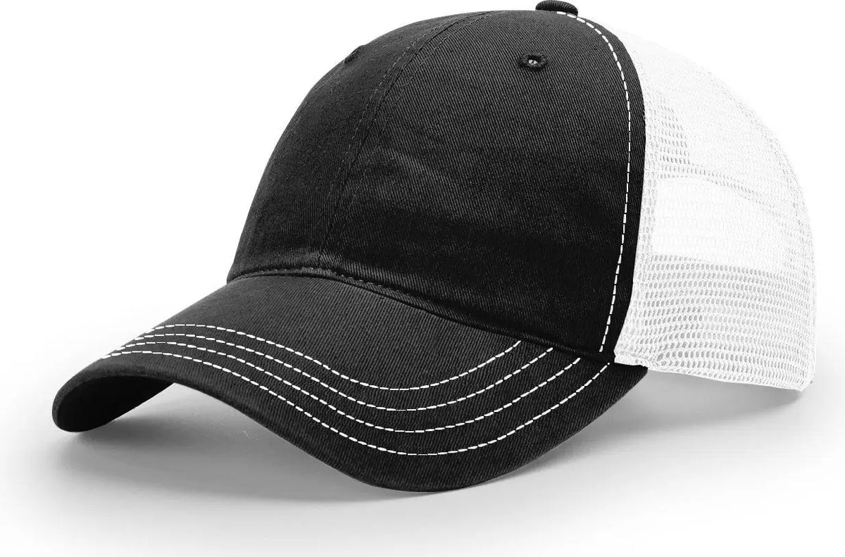 Richardson 111 Garment Washed Trucker Cap - Black White