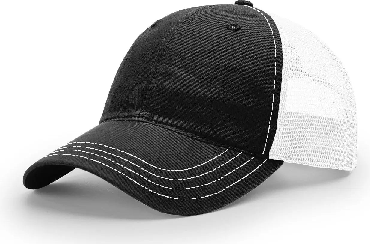 Richardson 111 Garment Washed Trucker Cap - Black White
