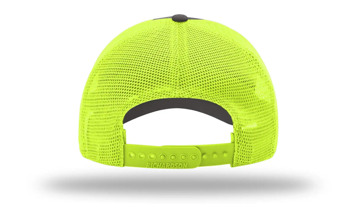 Richardson 111 Garment Washed Trucker Cap - Charcoal Neon Yellow - Dark Gray / Osfm
