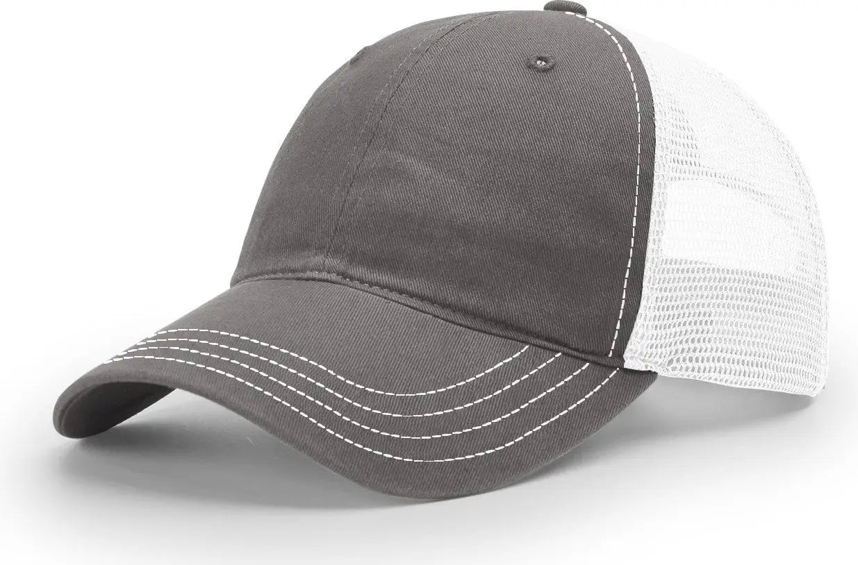 Richardson 111 Garment Washed Trucker Cap - Charcoal White