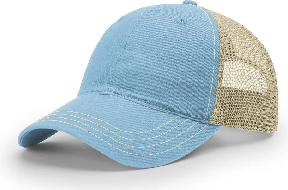 Richardson 111 Garment Washed Trucker Cap - Columbia Blue Khaki - Osfm