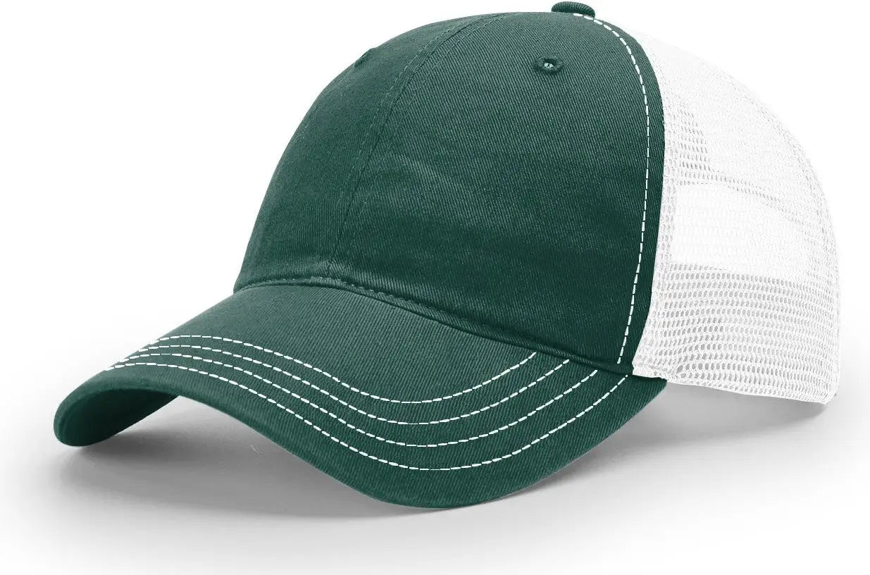 Richardson 111 Garment Washed Trucker Cap - Dark Green White