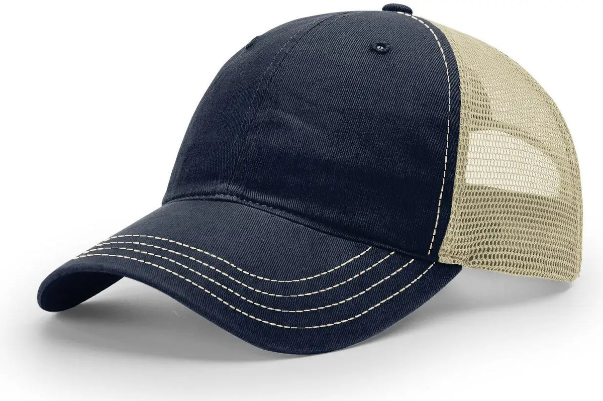 Richardson 111 Garment Washed Trucker Cap - Navy Khaki - Osfm
