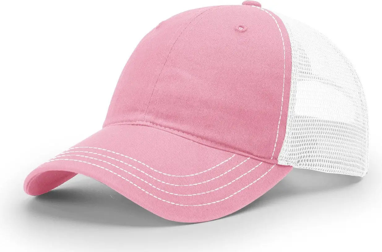 Richardson 111 Garment Washed Trucker Cap - Pink White