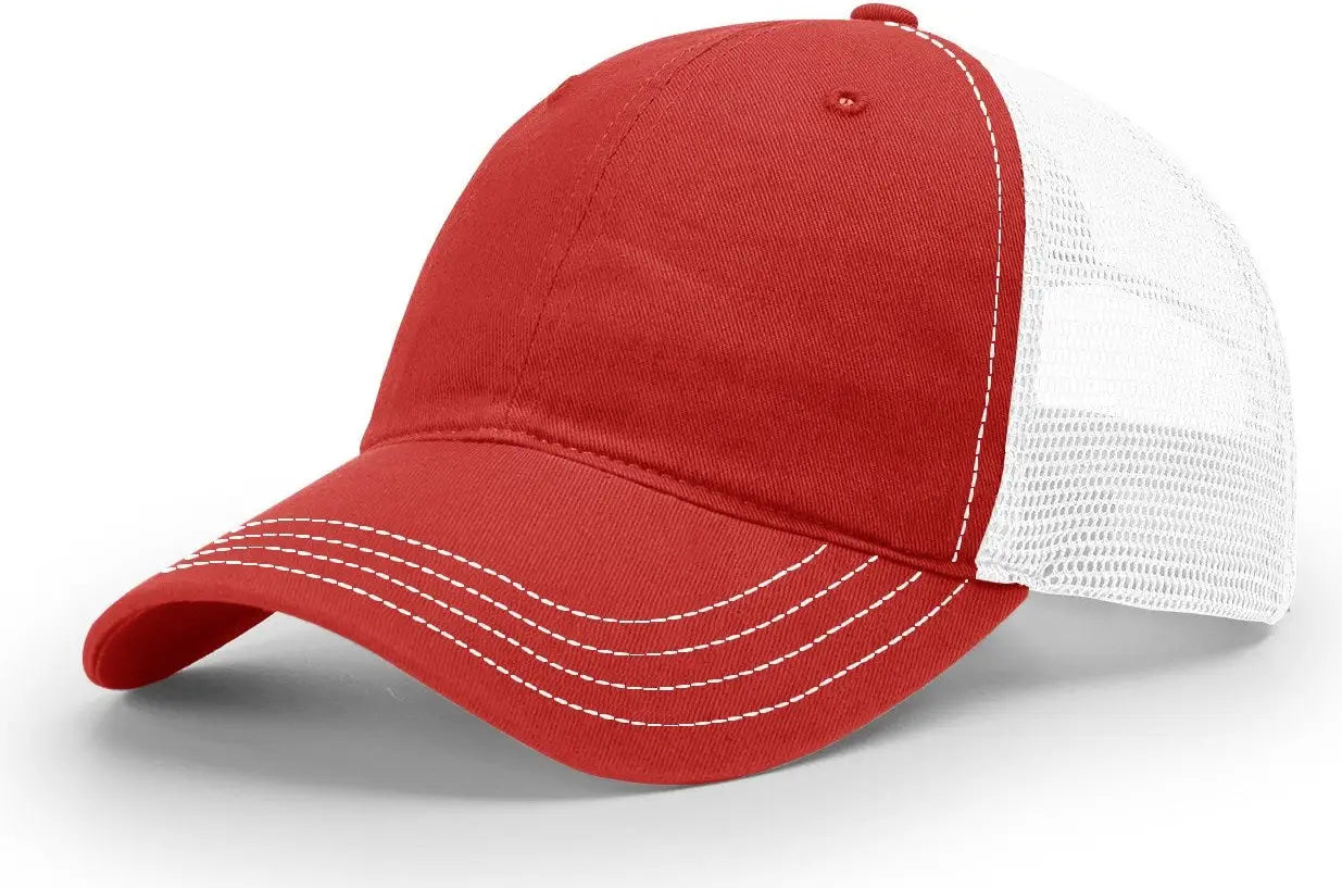 Richardson 111 Garment Washed Trucker Cap - Red White - Osfm