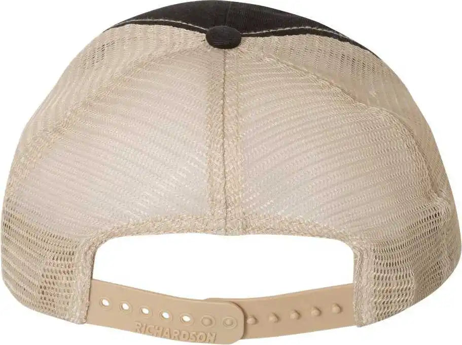 Richardson 111 Garment Washed Trucker Caps Black Khaki / Osfm