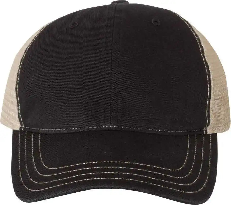 Richardson 111 Garment-washed Trucker Caps - Black Khaki - Osfm