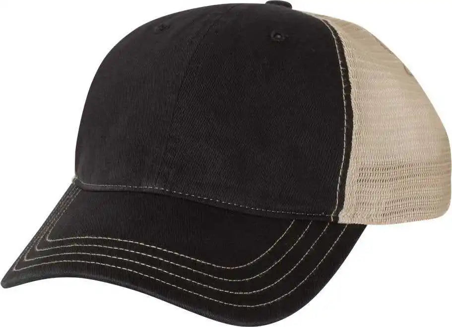 Richardson 111 Garment Washed Trucker Caps Black Khaki / Osfm