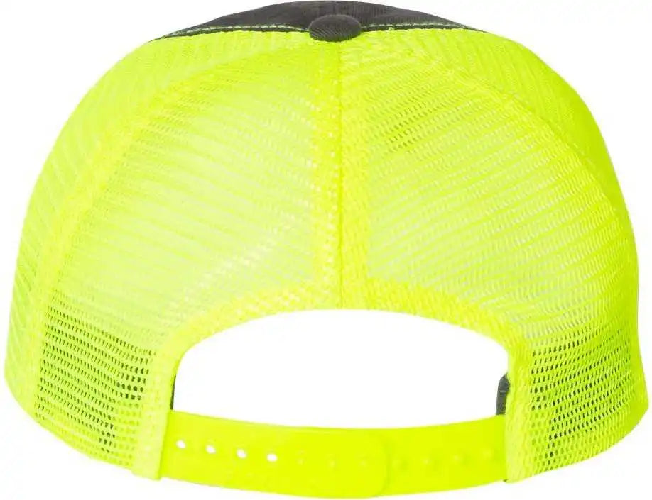 Richardson 111 Garment Washed Trucker Caps Charcoal Neon Yellow Dark Gray / Osfm