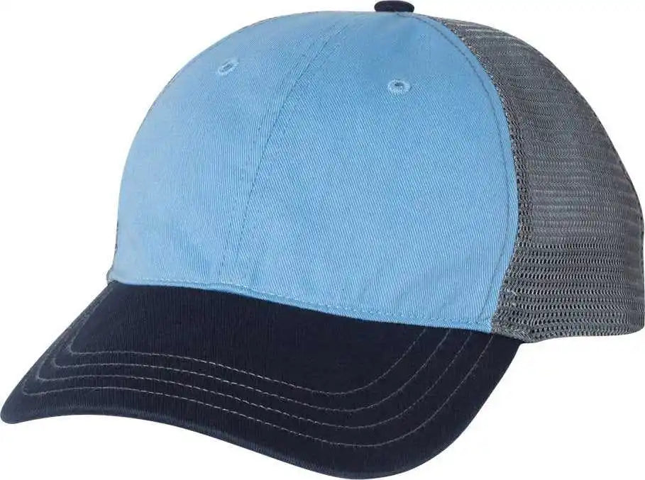 Richardson 111 Garment Washed Trucker Caps Columbia Blue Charcoal Navy Dark Gray / Osfm