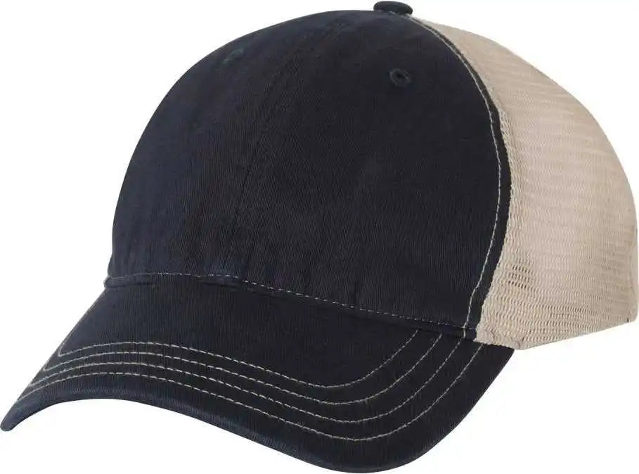 Richardson 111 Garment-washed Trucker Caps - Navy Khaki - Osfm