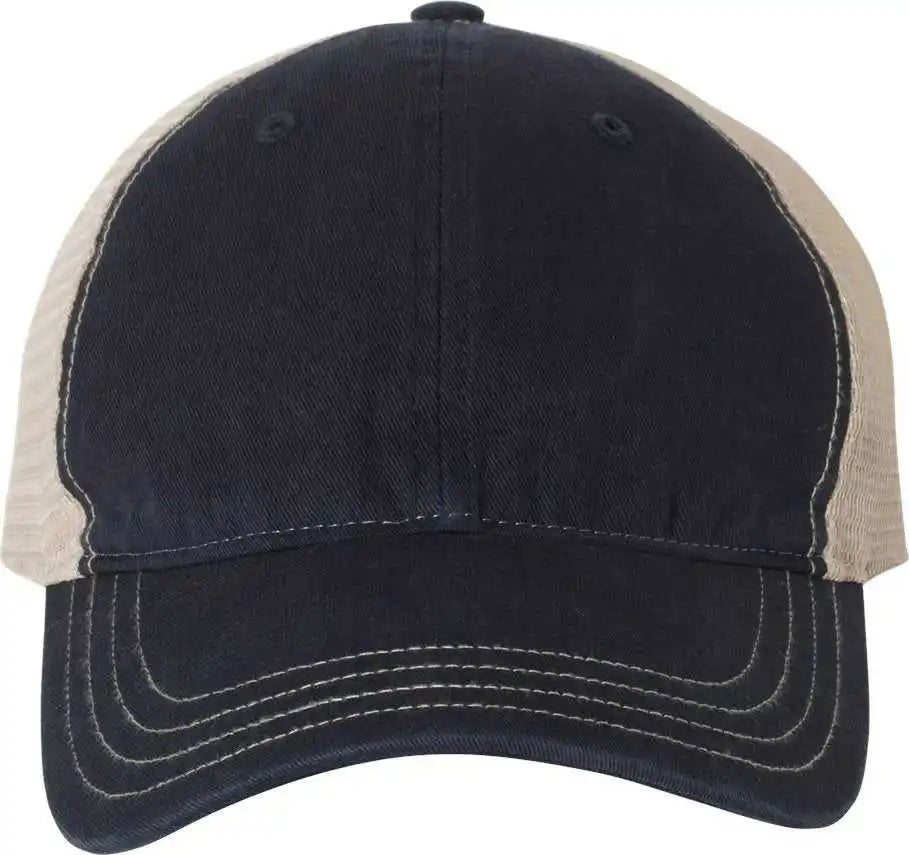Richardson 111 Garment-washed Trucker Caps - Navy Khaki - Osfm