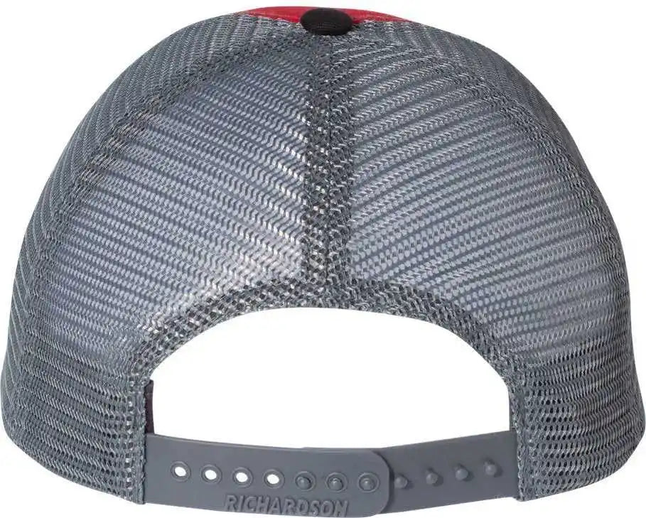 Richardson 111 Garment Washed Trucker Caps Red Charcoal Black Dark Gray / Osfm