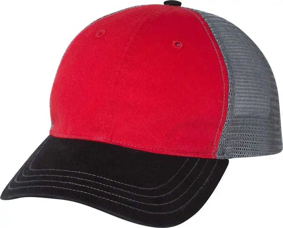 Richardson 111 Garment Washed Trucker Caps Red Charcoal Black Dark Gray / Osfm