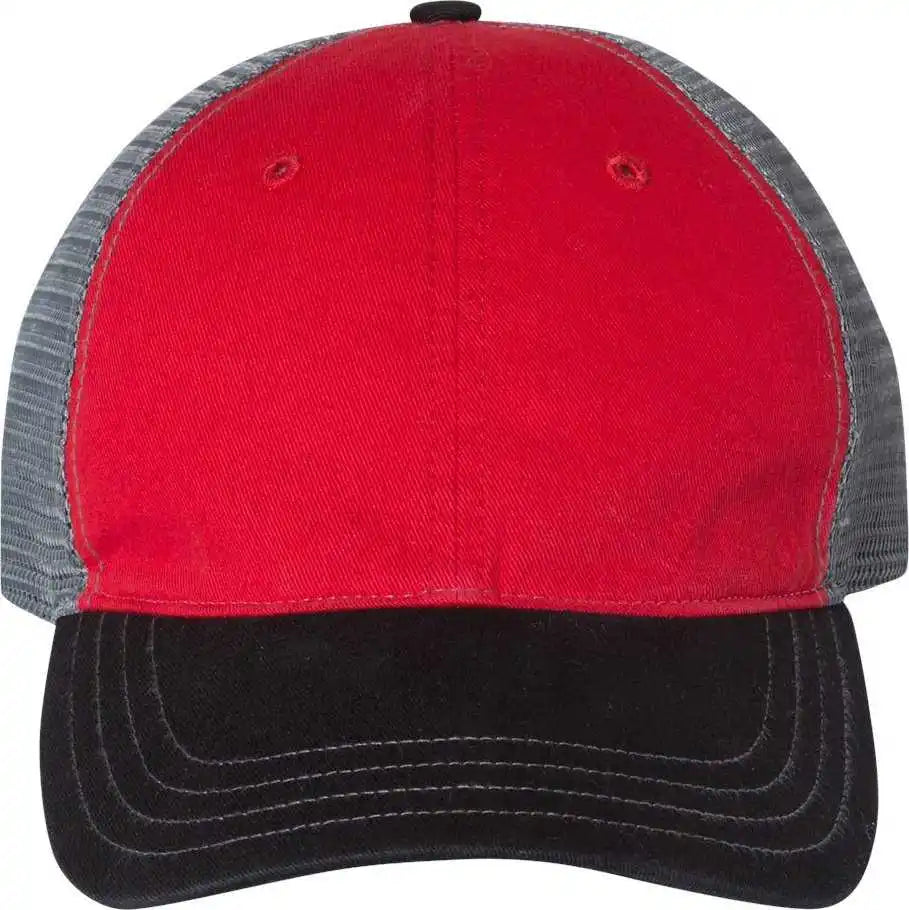 Richardson 111 Garment Washed Trucker Caps Red Charcoal Black Dark Gray / Osfm