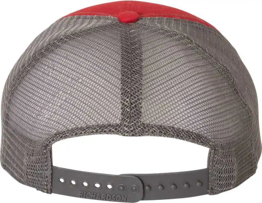 Richardson 111 Garment Washed Trucker Caps Red Charcoal Dark Gray / Osfm