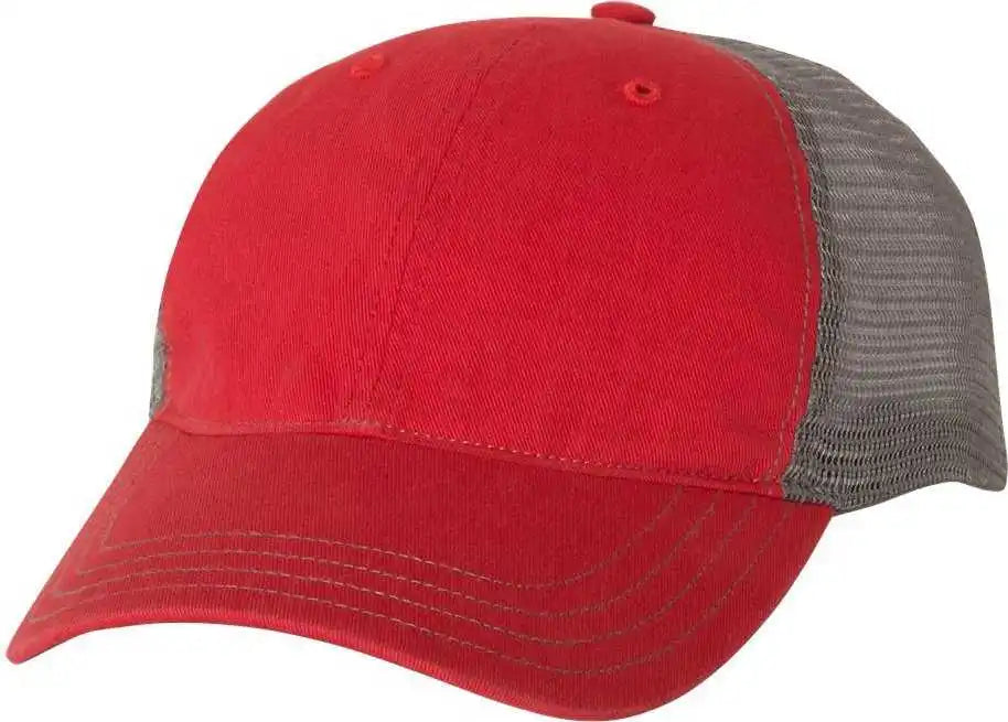 Richardson 111 Garment Washed Trucker Caps Red Charcoal Dark Gray / Osfm