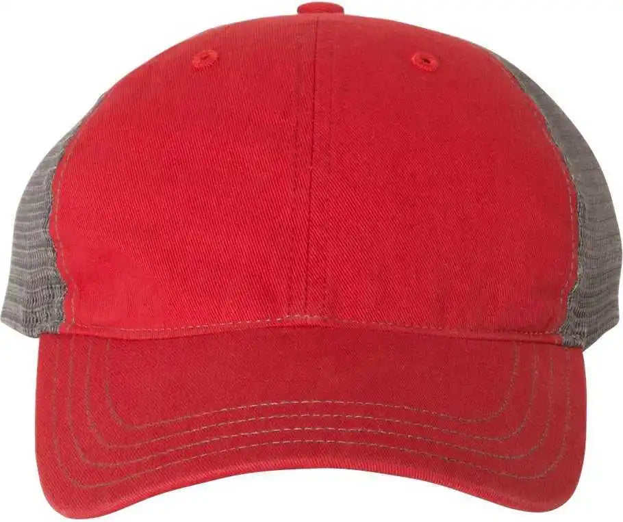 Richardson 111 Garment Washed Trucker Caps Red Charcoal Dark Gray / Osfm