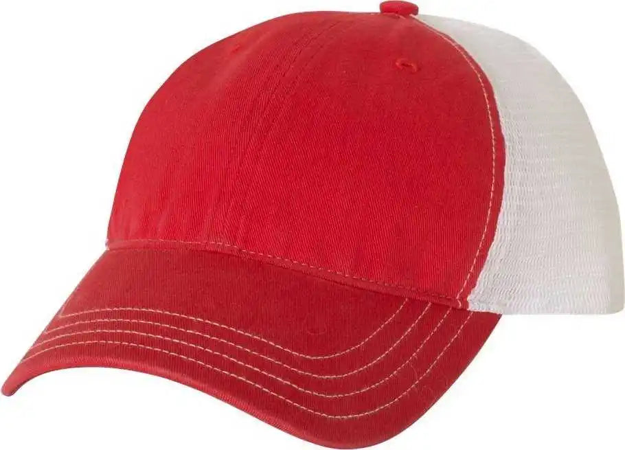 Richardson 111 Garment-washed Trucker Caps - Red White - Osfm