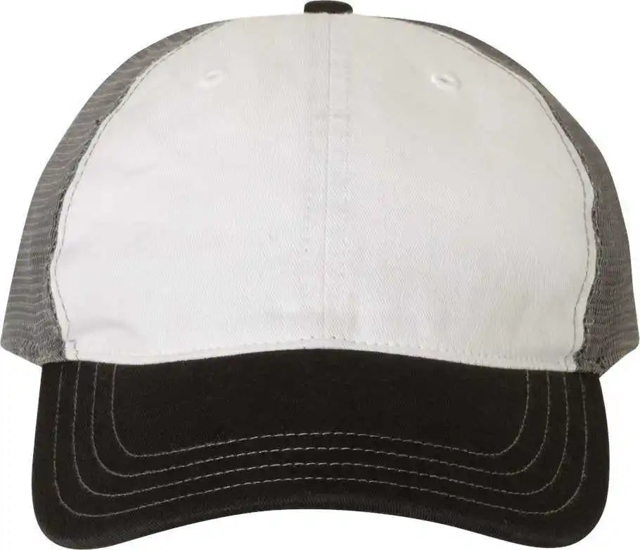 Richardson 111 Garment Washed Trucker Caps White Charcoal Black Dark Gray / Osfm