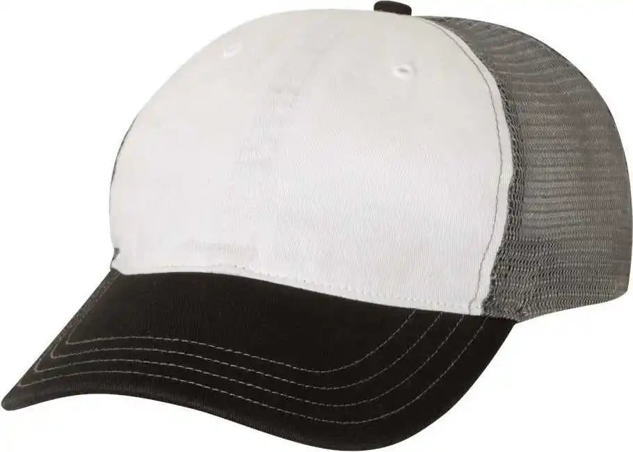 Richardson 111 Garment Washed Trucker Caps White Charcoal Black Dark Gray / Osfm