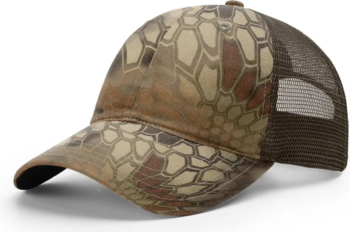 Richardson 111p Garment Washed Printed Trucker Cap - Kryptek Highlander Brown - Osfm