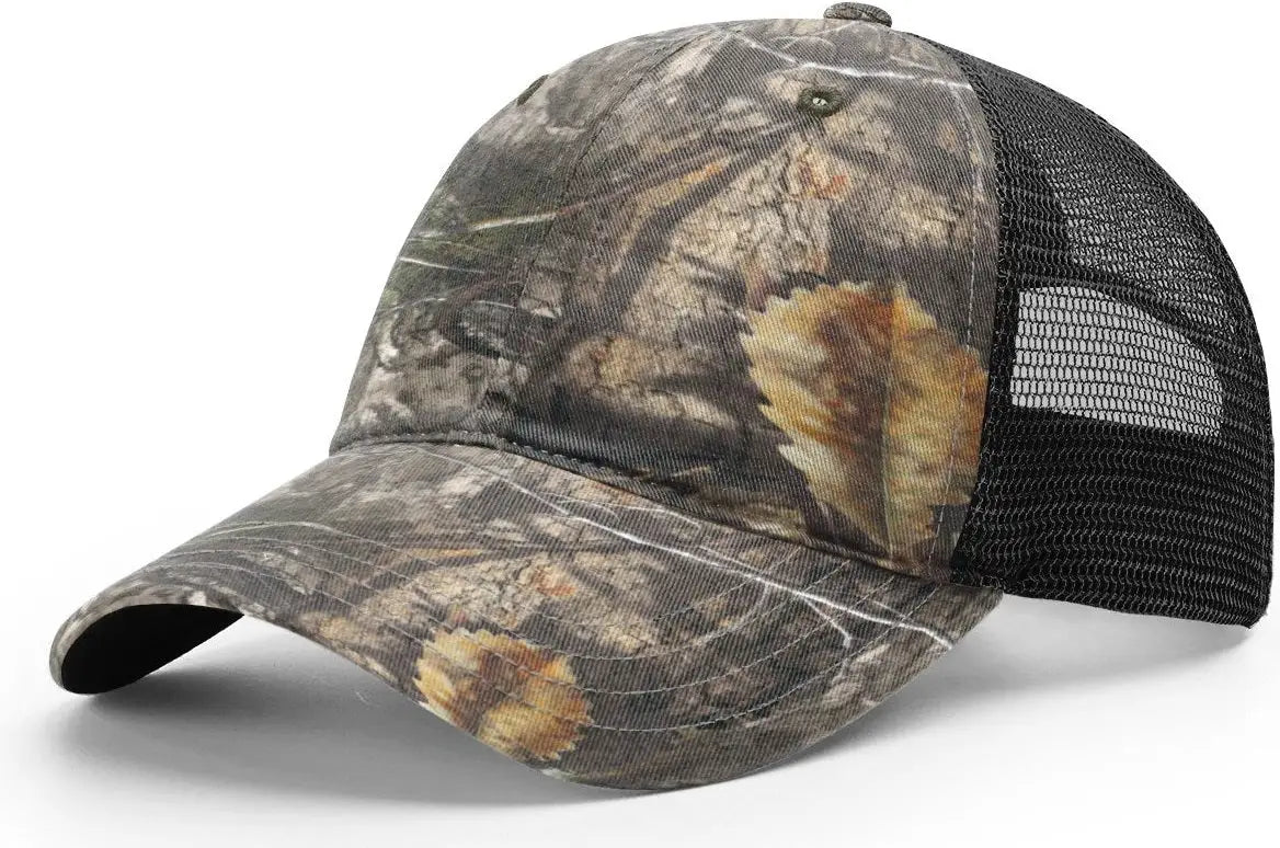 Richardson 111p Garment Washed Printed Trucker Cap - Mossy Oak Dna Black - Osfm