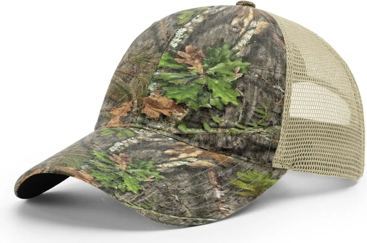 Richardson 111p Garment Washed Printed Trucker Cap - Mossy Oak Khaki - Osfm
