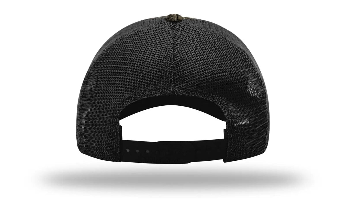 Richardson 111p Garment Washed Printed Trucker Cap - Realtree Timber Black - Osfm