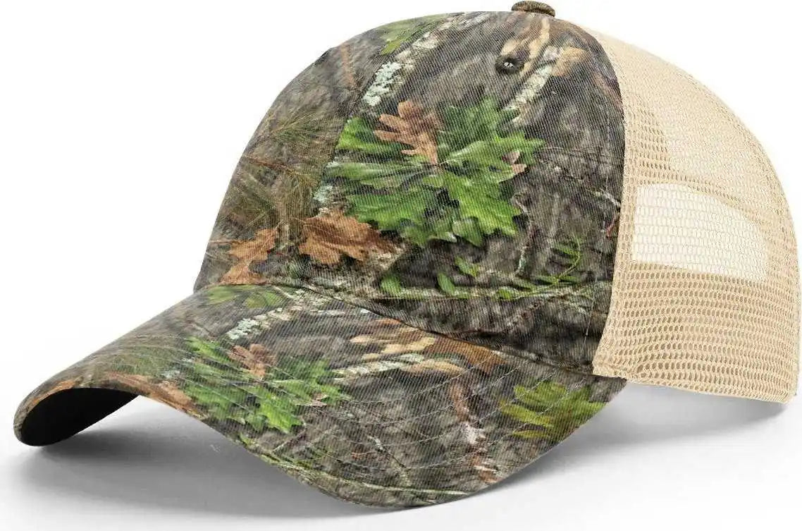 Richardson 111p Washed Printed Trucker Caps Mossy Oak Obsession Khaki / Osfm